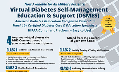 Partial image of the Virtual Diabetes Self-Management Training Class Schedule and Information for Thursdays