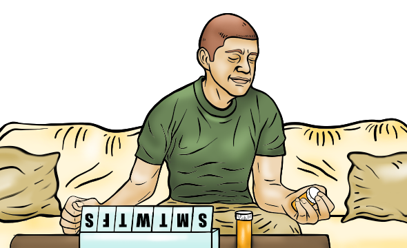 Man sorting his medications
