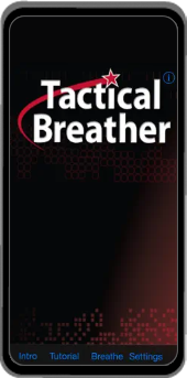 Mobile phone with the Tactical Breather App on the screen