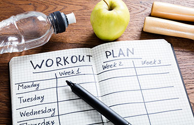 A work out plan that has yet to be filled out