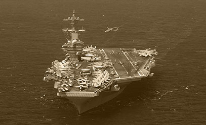 Aircraft carrier out at sea