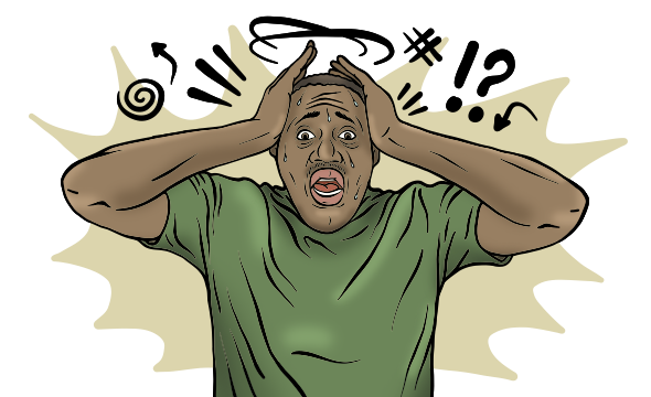 Illustration of man overwhelmed by stress